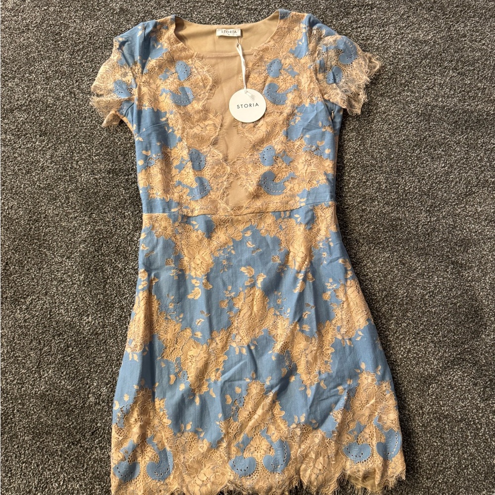 Storia Blue and Yellow Puff Sleeve Sundress